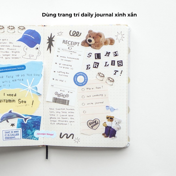 Sổ tay A5 kẻ ngang 130gsm Composition Gingham (Tặng kèm sticker) - Caro hồng