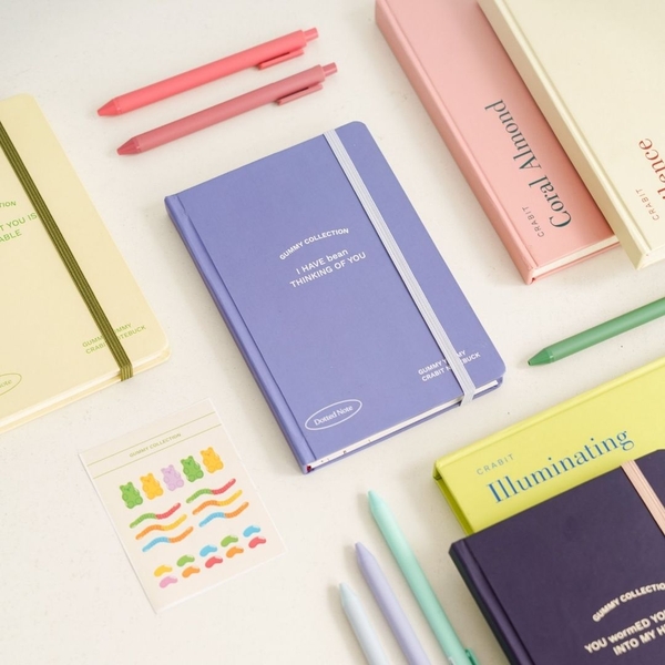 [Tặng kèm sticker] Sổ tay dotgrid bỏ túi Gummy Collection - Bean Xanh tím