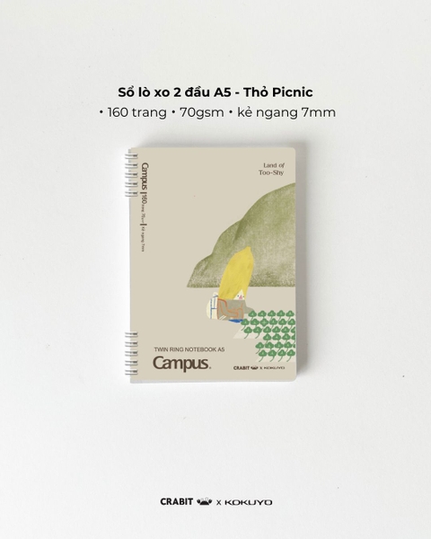 Sổ lò xo A5 kẻ ngang 160 trang Crabit x Kokuyo - Land of Too-Shy - Bananeet Picnic