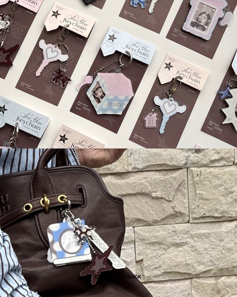 Móc khoá gương Polka Dot Chấm bi Facecard Mirror