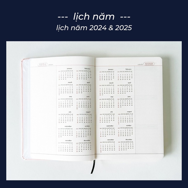 Sổ lịch 2024 planner lập kế hoạch 12 tháng Crabit One Ordinary Day - Dark Blue [Tặng kèm Sticker Calendar]
