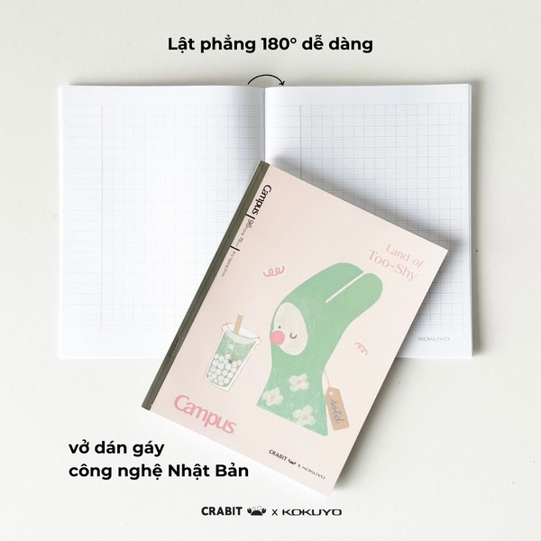 Vở A5 4 ly kẻ ngang 96 trang Thỏ - Crabit x Kokuyo - Land of Too-Shy