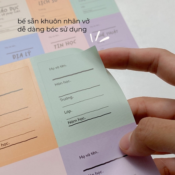 Nhãn vở in sẵn tên môn học Crabit 24 nhãn dán 12 môn - Tag Vàng