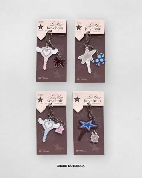 Móc khoá Polka Dot Quotes Chấm bi Shy Thought