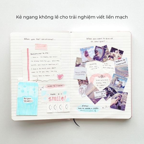 Sổ tay A5 kẻ ngang 130gsm Composition Gingham (Tặng kèm sticker) - Caro hồng