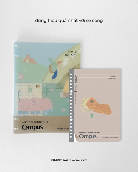 Vở ruột sổ còng kẻ ngang chấm A5 100 trang Crabit x Kokuyo Land of Too-shy 2 - Mr. Bubble Tea Picnic