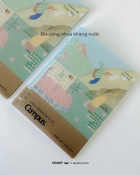 Sổ còng 4 lỗ kẻ ngang B5 80 trang Crabit x Kokuyo Land of Too-shy 2 - Too-shy Picnic