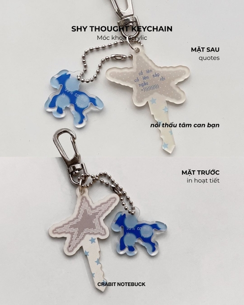 Móc khoá Polka Dot Quotes Chấm bi Shy Thought