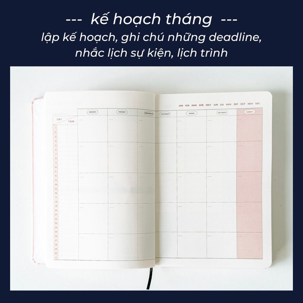 Sổ lịch 2024 planner lập kế hoạch 12 tháng Crabit One Ordinary Day - Pink Pastel [Tặng kèm Sticker Calendar]