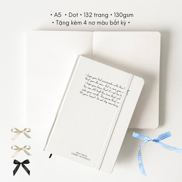 Sổ dot A5 Ribbon Collection Quote trắng (tặng kèm nơ)