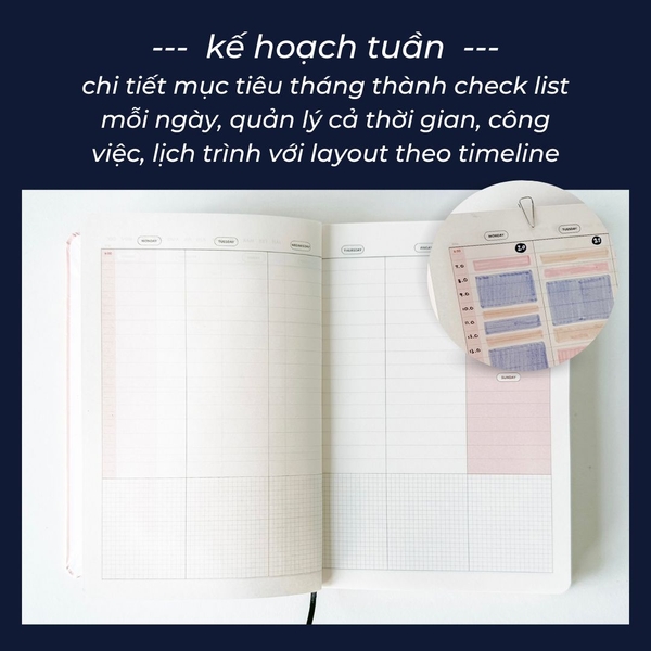 Sổ lịch 2024 planner lập kế hoạch 12 tháng Crabit One Ordinary Day - Dark Blue [Tặng kèm Sticker Calendar]