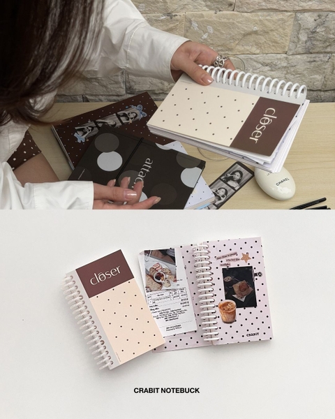 Sổ còng dot handy 128 trang 130gsm Chấm bi - Nâu Be