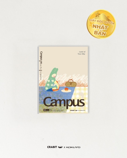 Vở 4 ly ngang 96 trang A5 giấy Nhật Crabit x Kokuyo Land of Too-Shy 2 - Thỏ Picnic