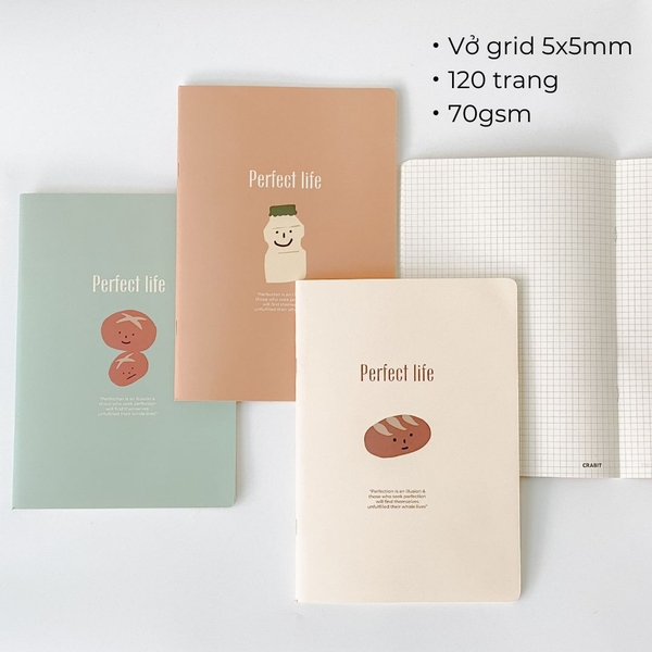 Vở grid 120 trang Perfect Life -  Combo 3