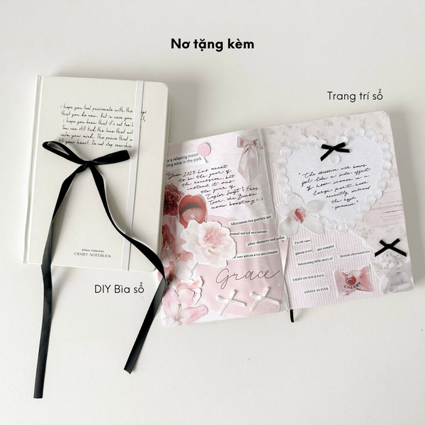 Sổ dot A5 Ribbon Collection Quote trắng (tặng kèm nơ)