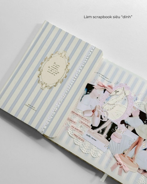 Sổ tay scrapbook A5 grid 130gsm The Reverie Diary - Nhũ Sọc Xanh