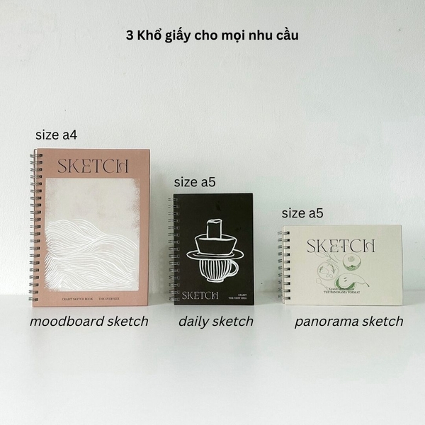 Sổ Sketchbook lò xo A5 dọc - Đen