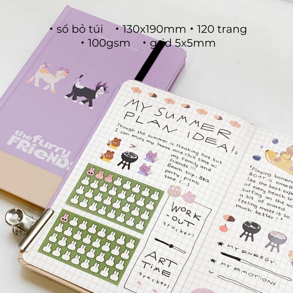 Sổ tay bỏ túi Grid The Furry Friends Crabit x SGT - Tam ca