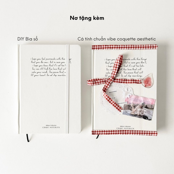 Sổ dot A5 Ribbon Collection Quote trắng (tặng kèm nơ)