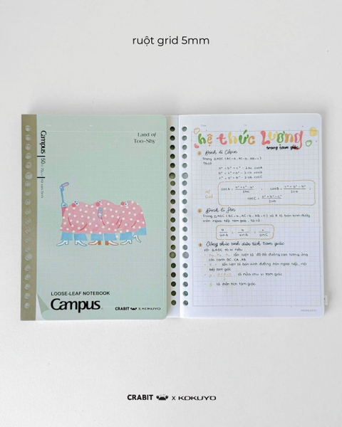 Vở ruột sổ còng grid A5 100 trang Crabit x Kokuyo Land of Too-shy 2 - Netizen Picnic