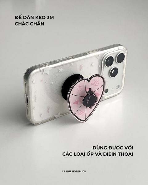 Popsocket Acrylic Spinning đế dán keo Chăm chỉ
