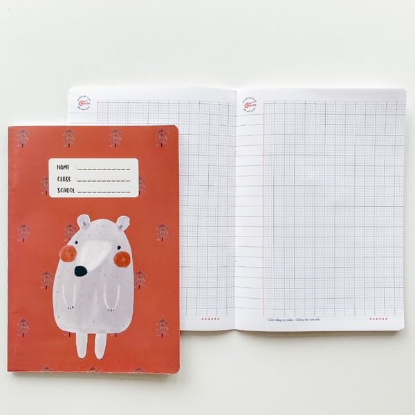 Vở ô ly tiểu học - Gấu hồng dễ thương
