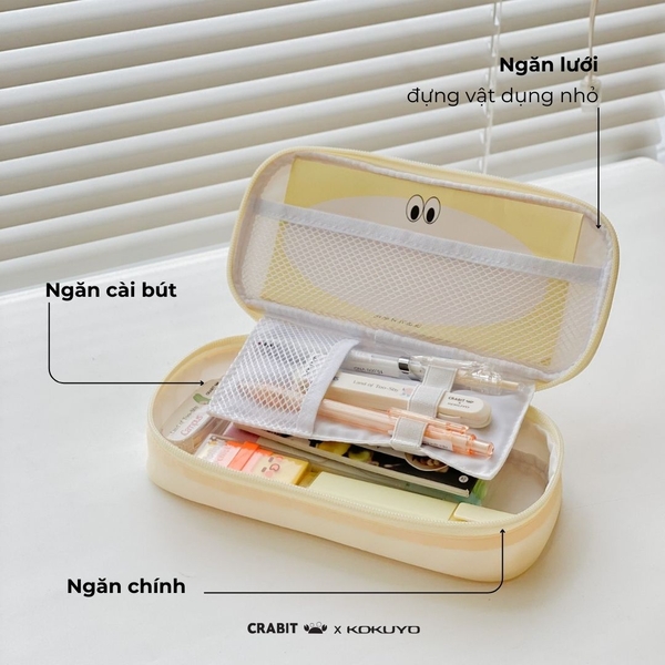 Túi Bút Viết Học Sinh Đa Năng Nhiều Ngăn Tiện Lợi In hình Crabit x Kokuyo Campus | Land of Too Shy Series