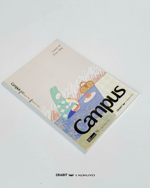 Vở kẻ ngang chấm 80 trang B5 giấy Nhật Crabit x Kokuyo Land of Too-Shy 2 -  Thỏ Picnic