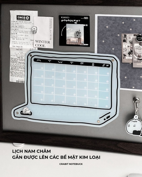 Lịch decor bảng lịch nam châm Chăm chỉ kèm nam châm mini