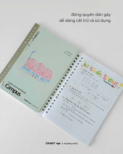 Vở ruột sổ còng grid A5 100 trang Crabit x Kokuyo Land of Too-shy 2 - Netizen Picnic