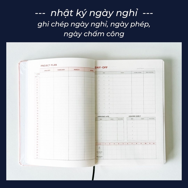 Sổ lịch 2024 planner lập kế hoạch 12 tháng Crabit One Ordinary Day - Pink Pastel [Tặng kèm Sticker Calendar]