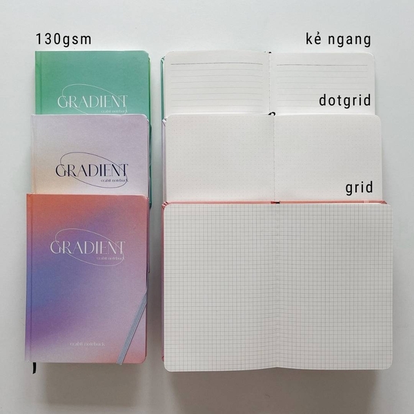 Sổ tay kẻ ngang 130gsm Gradient Xanh lá