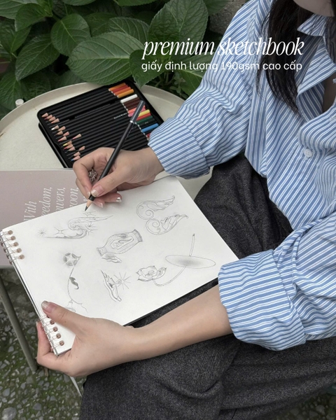 Sketchbook slim binder B5 190gsm Kỳ Hoa Dị Thảo - Hoa Lan Quote