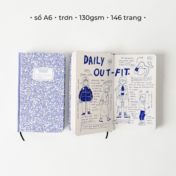 Sổ trơn handy 140 trang 130gsm Crabit Composition Collection