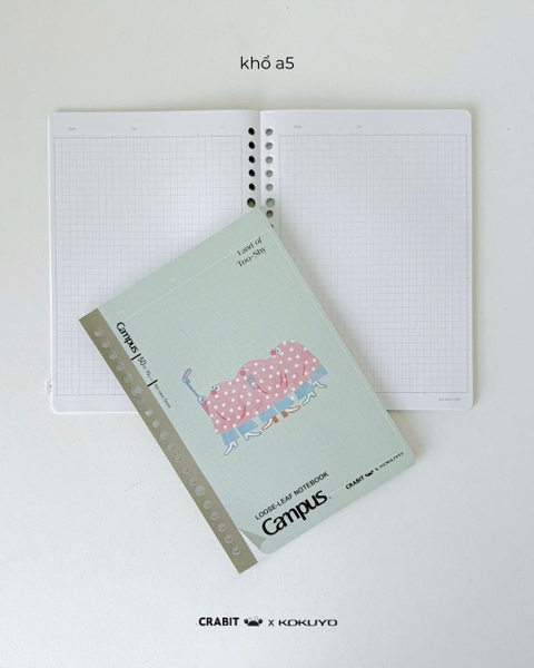 Vở ruột sổ còng grid A5 100 trang Crabit x Kokuyo Land of Too-shy 2 - Netizen Picnic