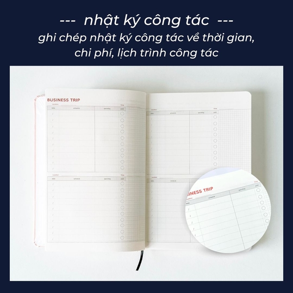 Sổ lịch 2024 planner lập kế hoạch 12 tháng Crabit One Ordinary Day - Dark Blue [Tặng kèm Sticker Calendar]