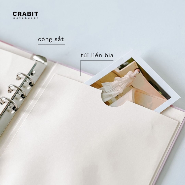 Sổ còng sắt bìa cứng A5 6 lỗ Feather Vệt màu Be