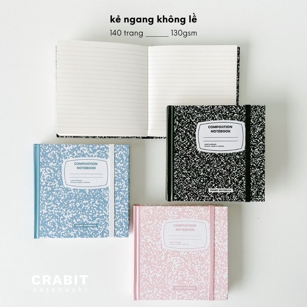 Sổ kẻ ngang khổ vuông 140 trang 130gsm tặng kèm sticker Composition Collection - Xanh Grape