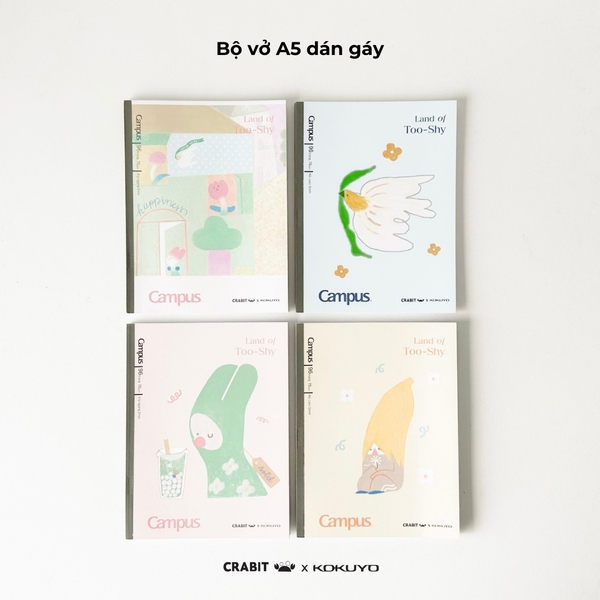 Vở A5 4 ly kẻ ngang 96 trang Thỏ - Crabit x Kokuyo - Land of Too-Shy