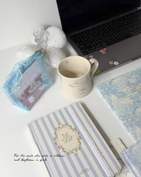 Sổ tay scrapbook A5 grid 130gsm The Reverie Diary - Nhũ Sọc Xanh