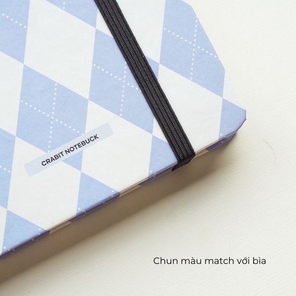 Sổ tay A5 grid 130gsm Composition Gingham (Tặng kèm sticker) - Quả trám xanh biển