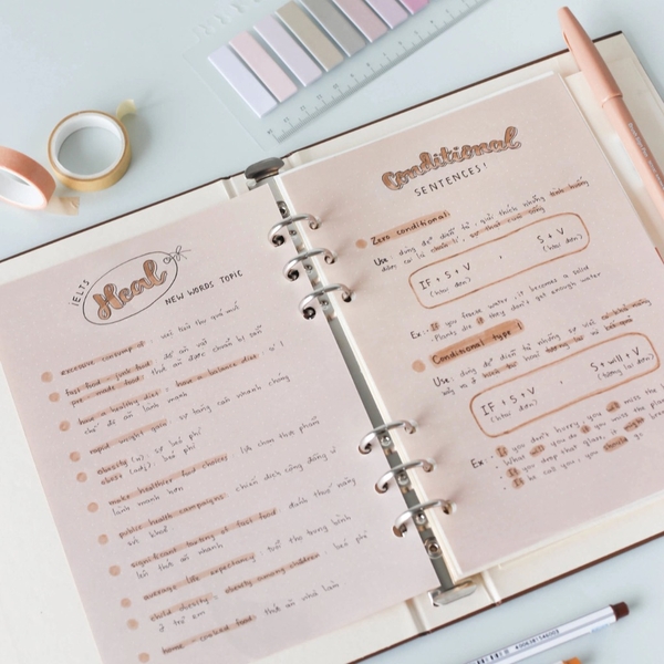 Ruột sổ còng A5 6 lỗ chấm dot màu sắc