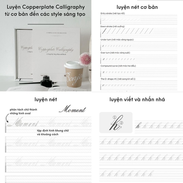Bộ sách luyện viết Copperplate Calligraphy kèm bút chuyên dụng