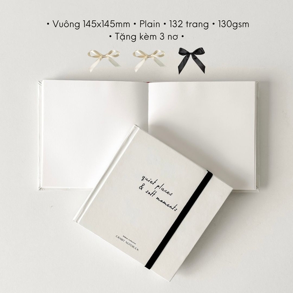 Sổ trơn khổ vuông Ribbon Collection Quote Trắng (Tặng kèm nơ)