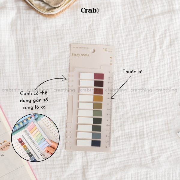 Note sổ còng - Set 200 Tờ Nhiều Màu Kèm Thước (Gắn Sổ Còng Lò Xo)
