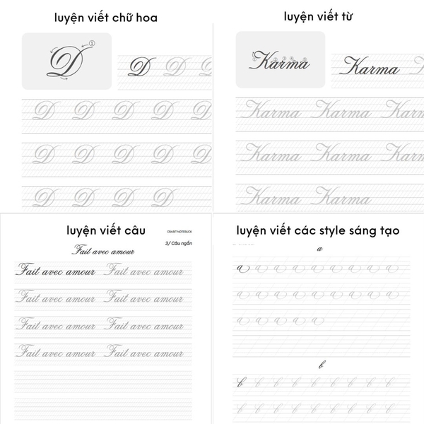 Bộ sách luyện viết Copperplate Calligraphy kèm bút chuyên dụng