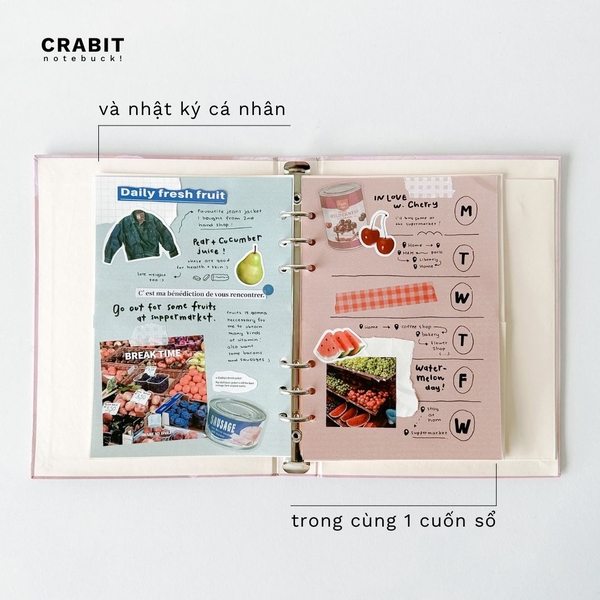 Sổ còng sắt bìa cứng A5 6 lỗ Feather Vệt màu Hồng