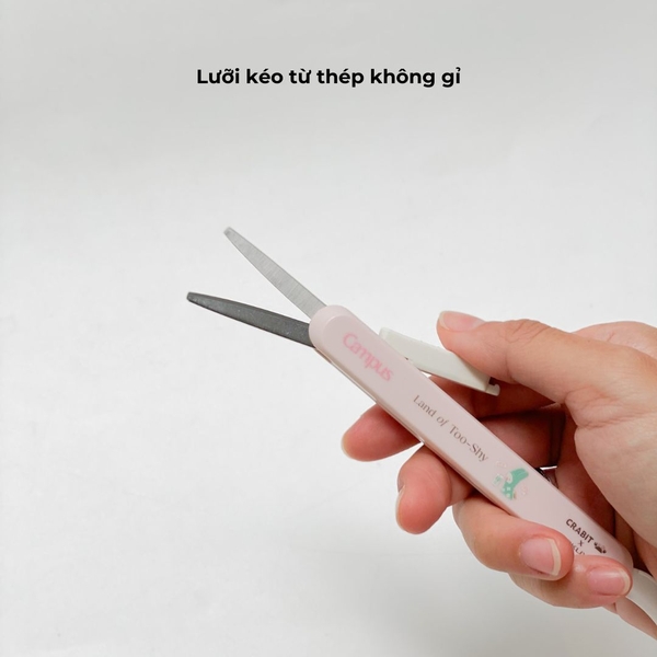 Kéo mini thép không gỉ 2 đầu đa năgn gấp gọn Crabit x Kokuyo Campus Land of Too-Shy