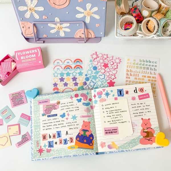 Sổ kẻ ngang khổ vuông 140 trang 130gsm tặng kèm sticker Composition Collection - Xanh Grape