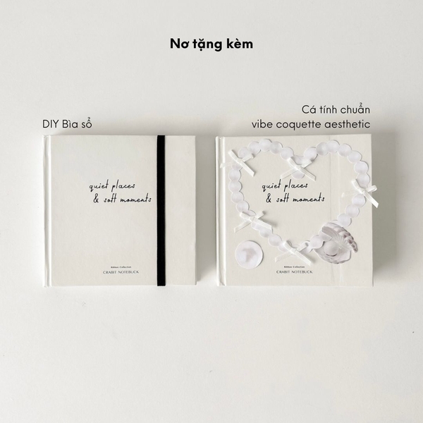 Sổ trơn khổ vuông Ribbon Collection Quote Trắng (Tặng kèm nơ)